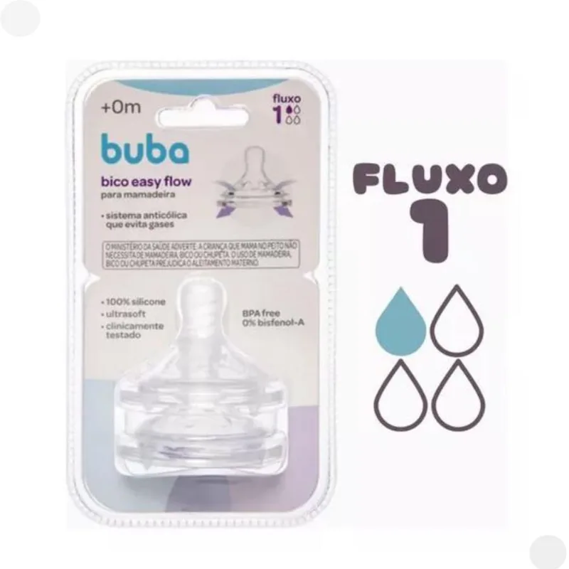 Bico De Mamadeira Easy Flow Fluxo 1 0m + 2unid 18792 – Buba