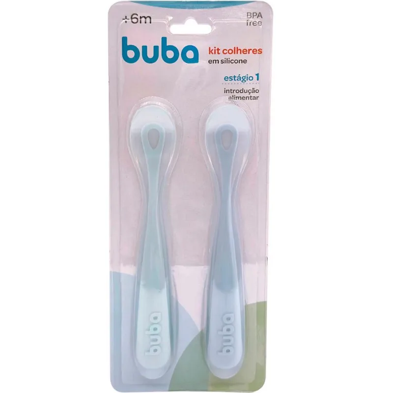 Kit 2 Colheres em Silicone para Introdução Alimentar Azul