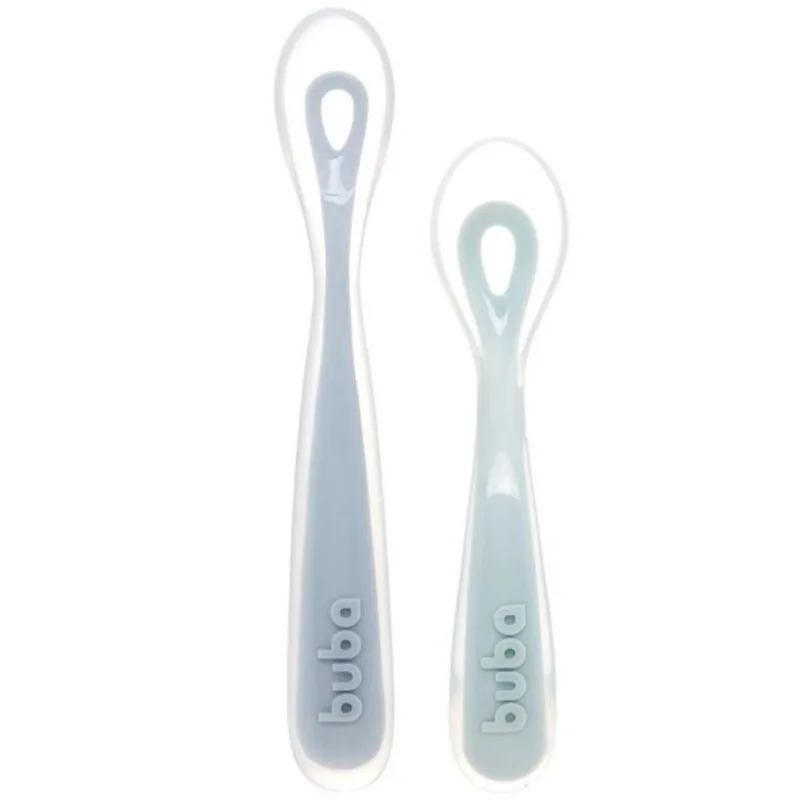 Kit 2 Colheres em Silicone Fases 1 e 2 Azul (6m+) - Buba