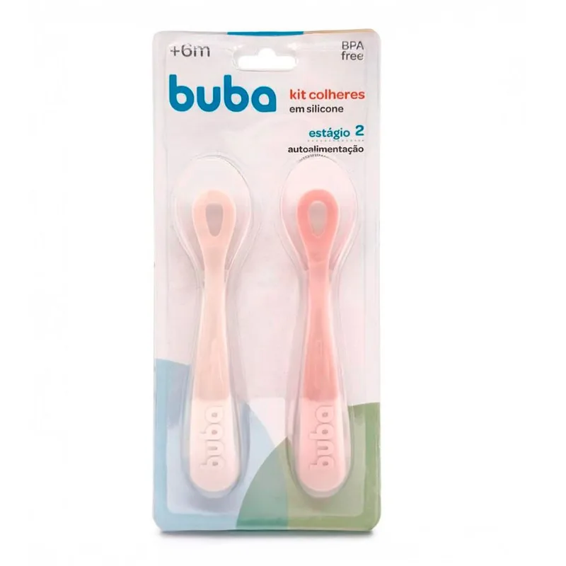 Kit 2 Colheres em Silicone para Auto Alimentação Rosa