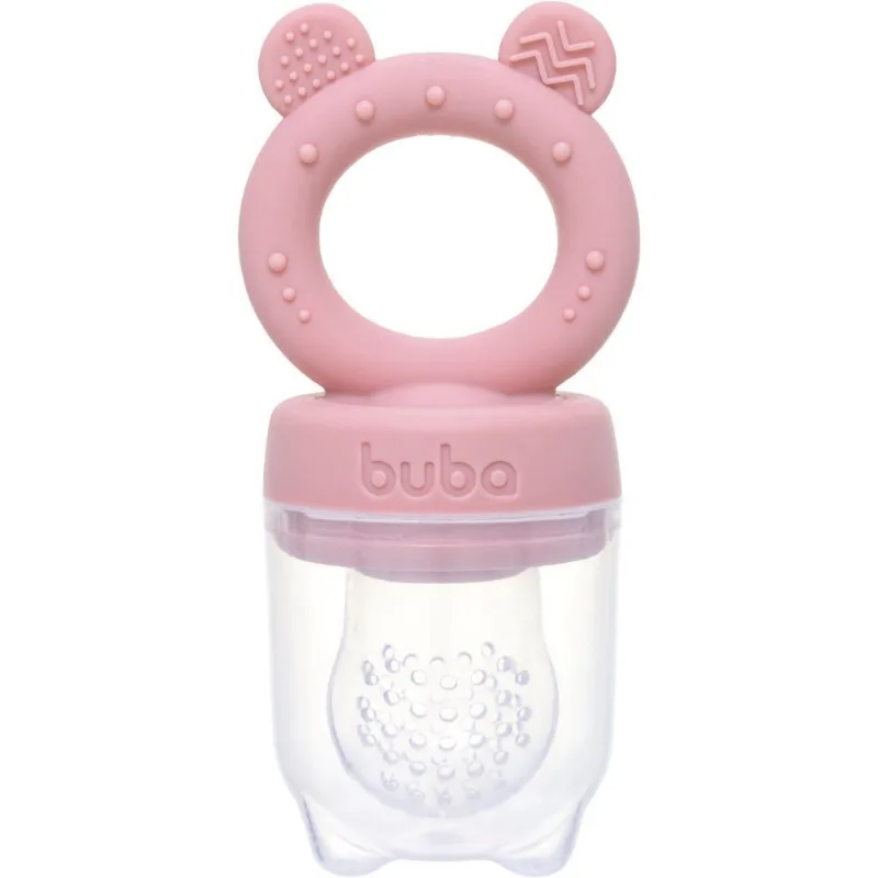 Porta Frutinhas em Silicone Ursinho Buba 6M - Rosa Claro