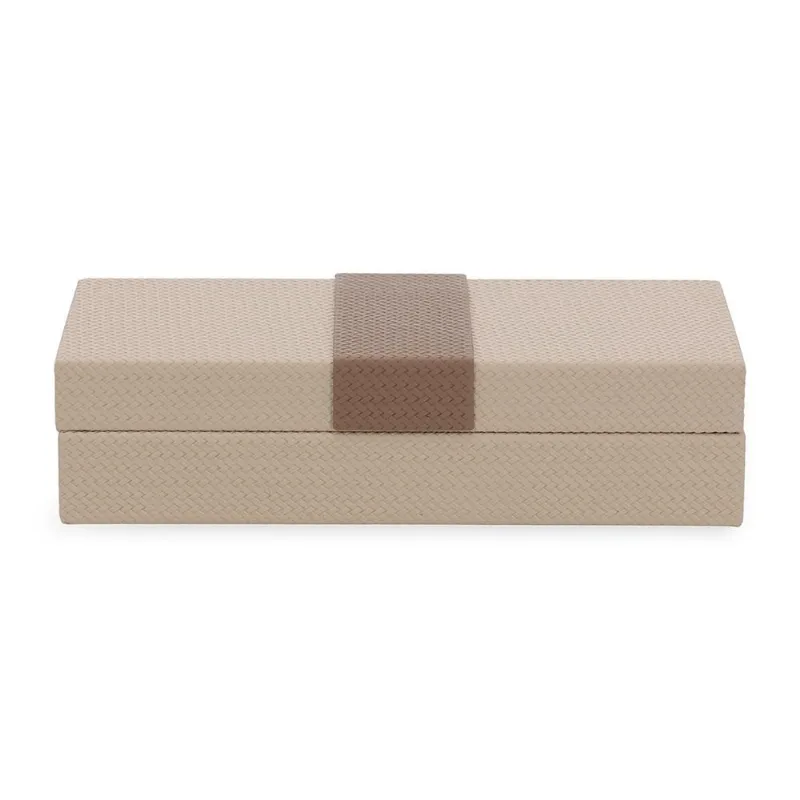 Caixa em mdf com revestimento em pu marrom mart
