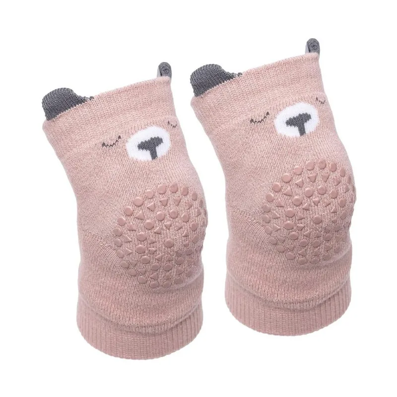 Joelheira Antiderrapante Urso Rosa - 6 a 12M