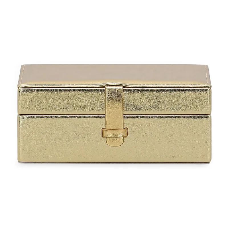 Caixa em mdf com revestimento em pu dourado mart