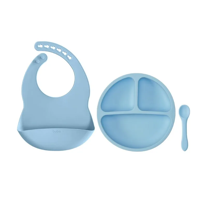 Kit Refeição Buba em Silicone Azul