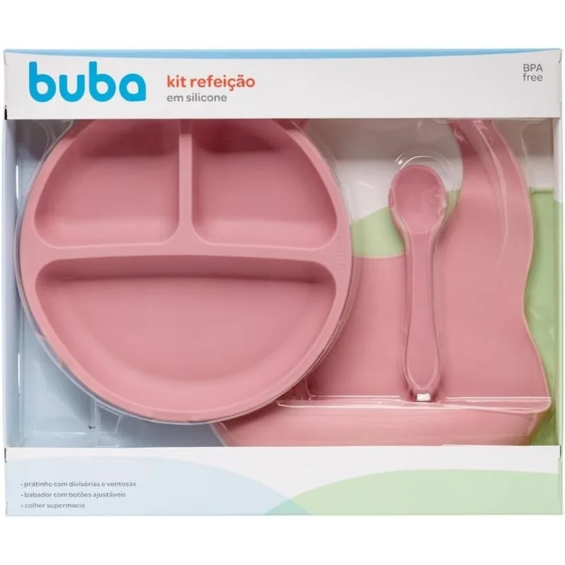 Kit Refeição em Silicone Rosa Buba - 19569