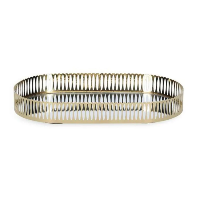 Bandeja Decorativa Metal Dourado Espelhado 26x14,5cm 19582