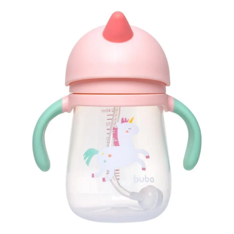 Garrafa Buba 240ml Com Canudo Mágico Unicornio 19708 (MP)