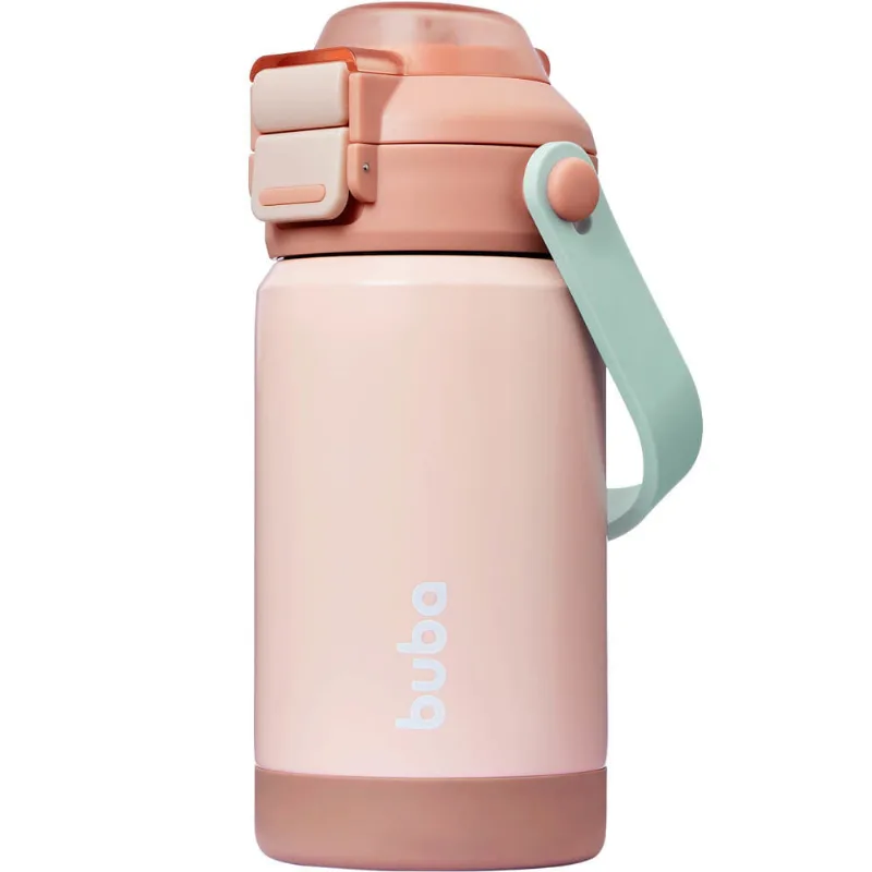 Copo Térmico - Parede Dupla - Com Bico E Canudo - Buba - Rosa
