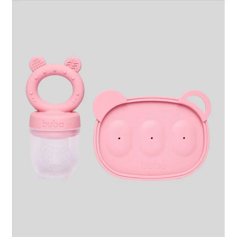 Kit Porta Frutinhas e Forminha em Silicone Rosa Rosa