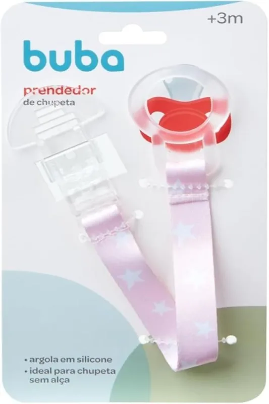 Prendedor De Chupeta Estrelas Rosa Buba - 20948 - Fabrica da Alegria - Baby
