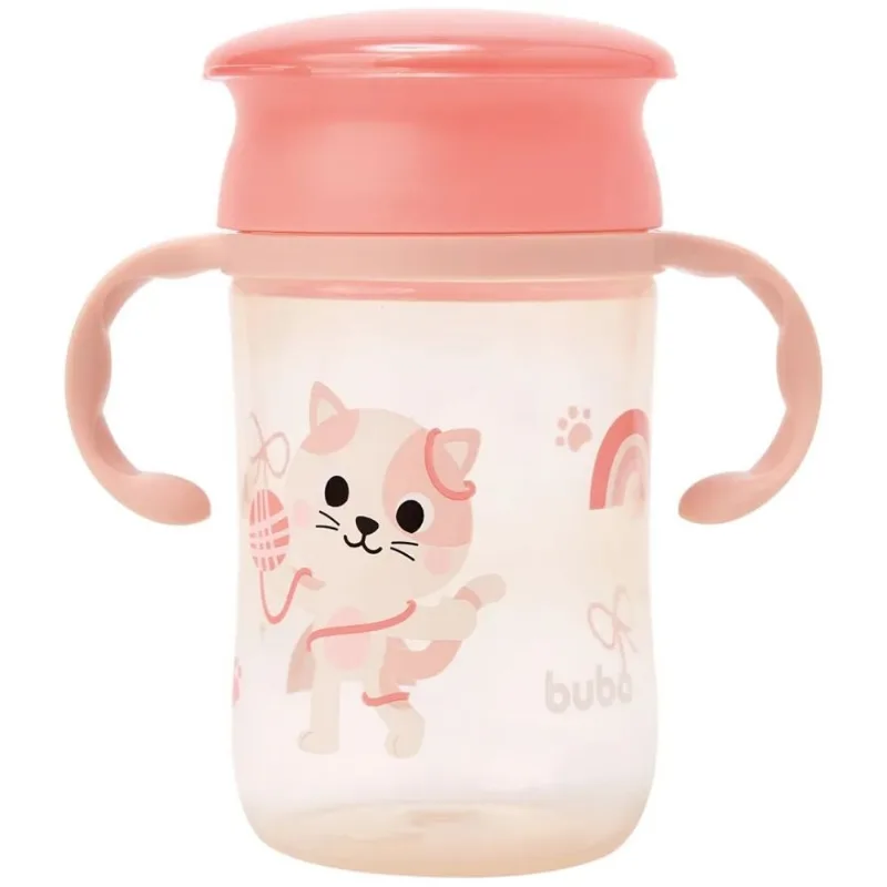 Copo de Treinamento 360º Gato 300ml Rosa Zoo Buba 22187