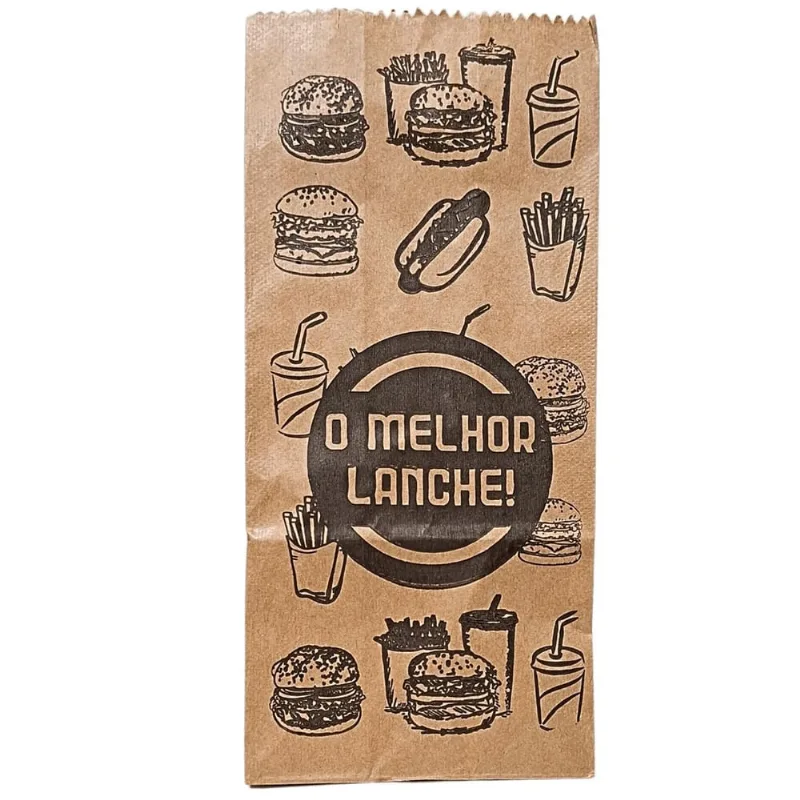 Saco Kraft Natural Sos 3Kg C/100Un Lanche Impresso