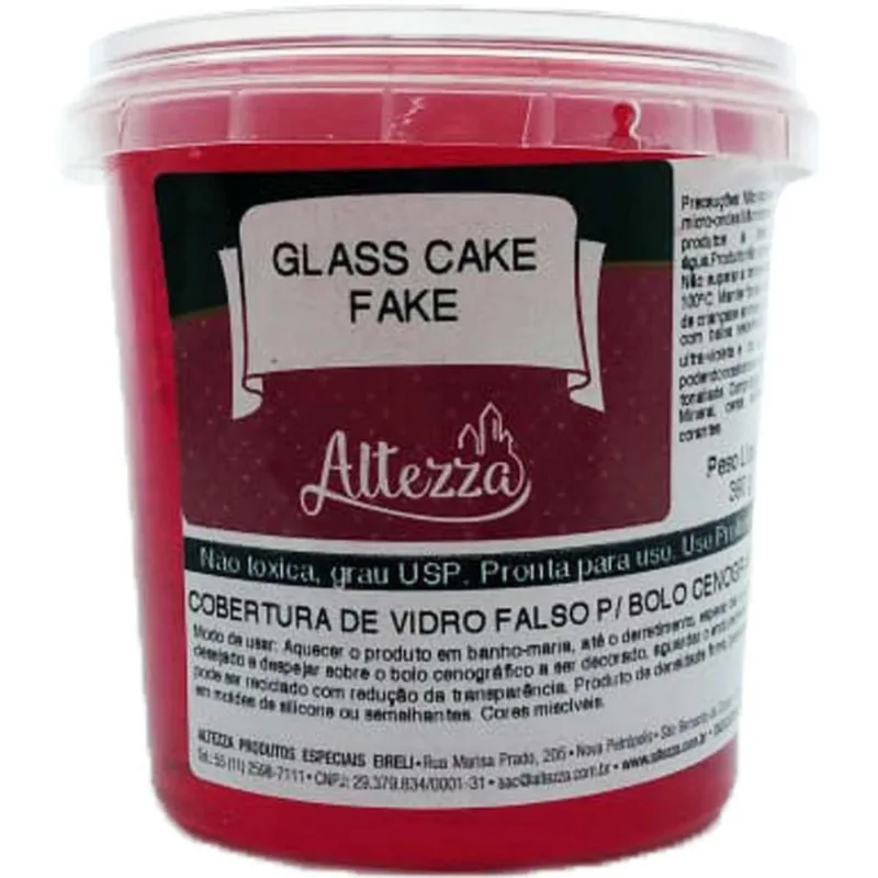 Artigo Para Festa Glass Cake Fake Transparente Vermelho 390G
