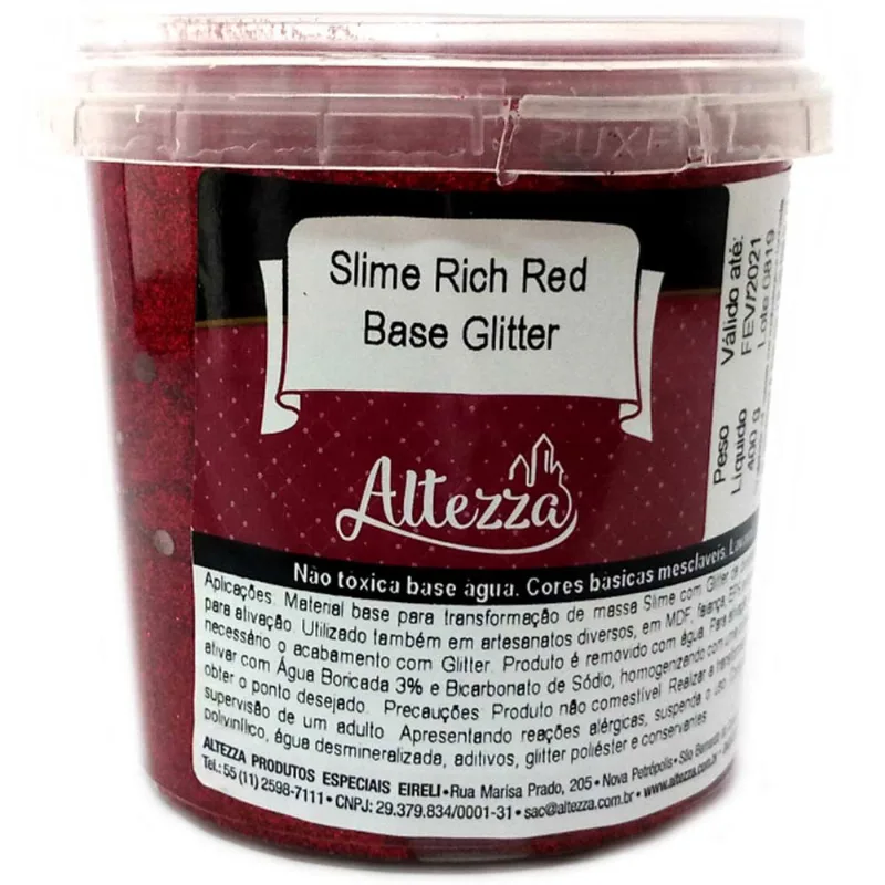Base para Slime - 400 Gramas - Slime Rich Red - Base Glitter - Reval