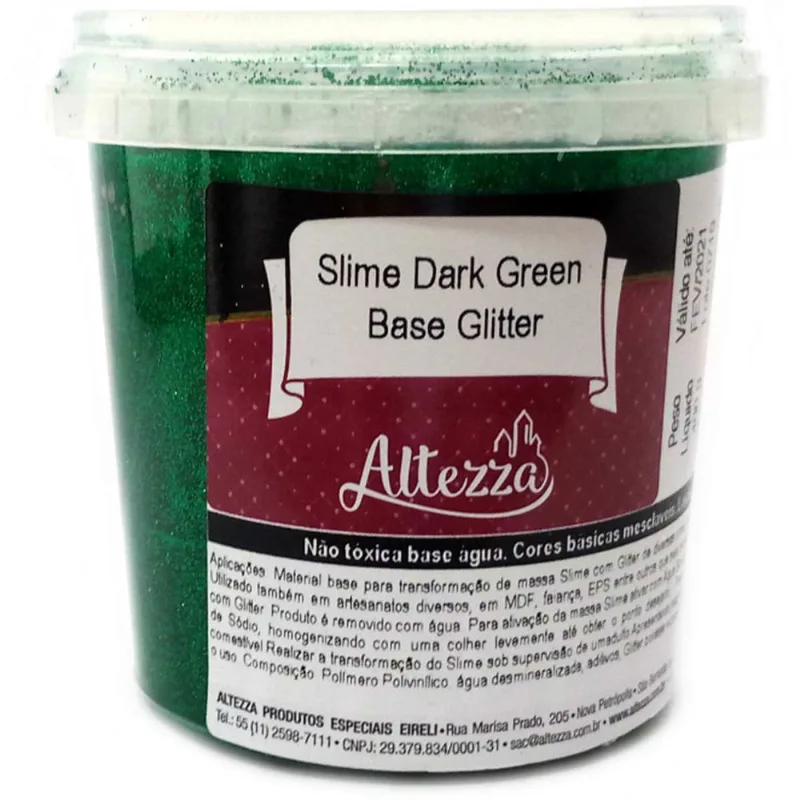 Base para Slime - 400 Gramas - Slime Dark Green - Base Glitter - Reval