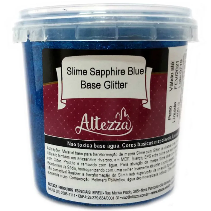 Base para Slime - 400 Gramas - Slime Sapphire Blue - Base Glitter - Reval