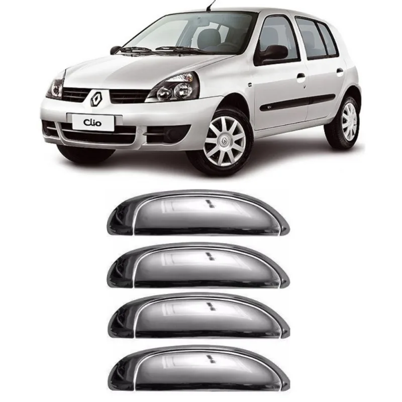 Aplique Cromado Maçaneta Renault Clio 2000 à 2019 Logan 2007 à 2013 4 Portas