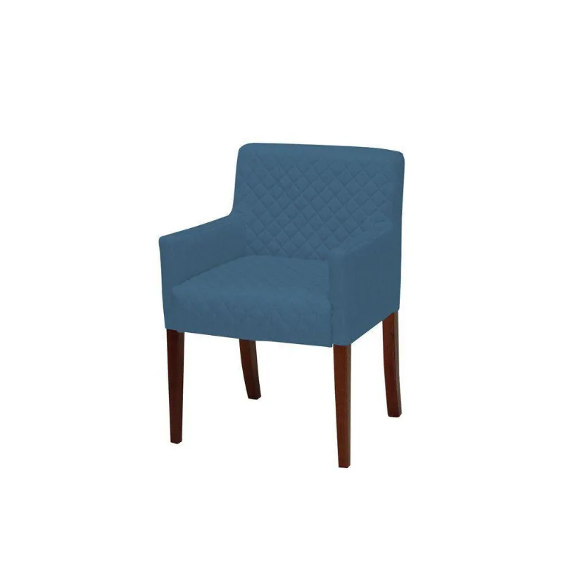 Poltrona Decorativa Liverpool Base Madeira Veludo Azul - Gran Belo