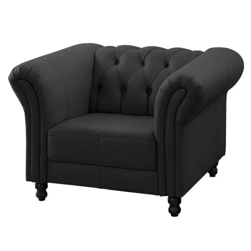 Poltrona Decorativa Couro Preto - Gran Belo
