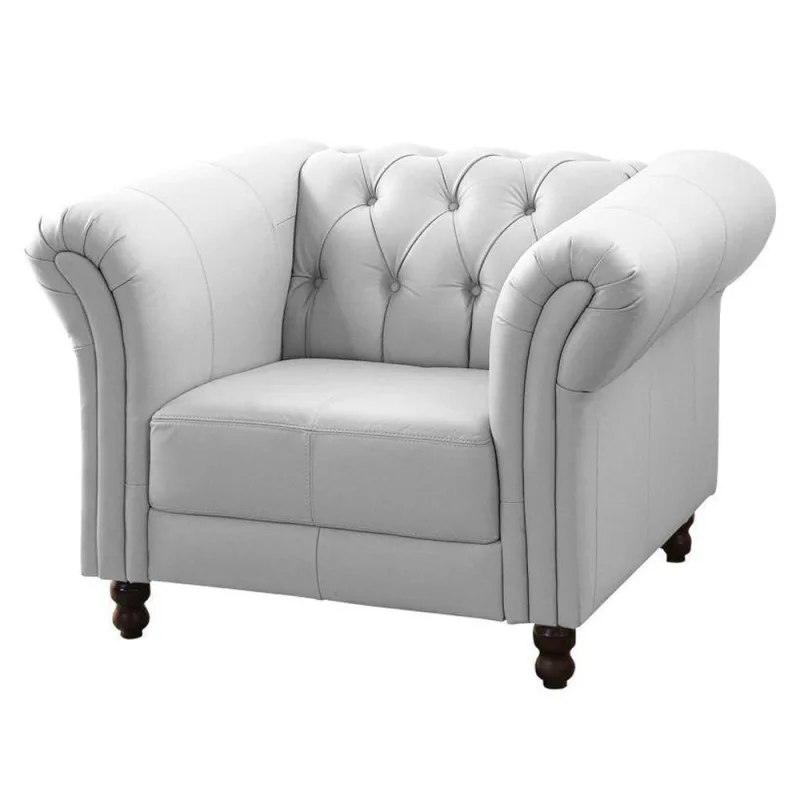 Poltrona Decorativa Couro Branco - Gran Belo