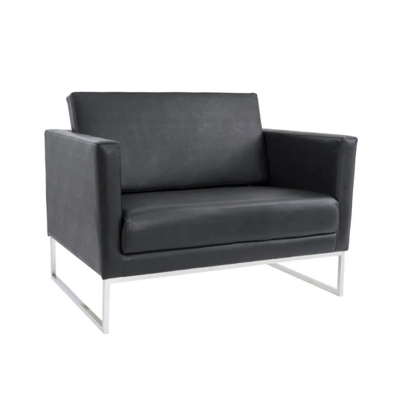 Poltrona Decorativa Julia 106cm Courotex Preto - Gran Belo
