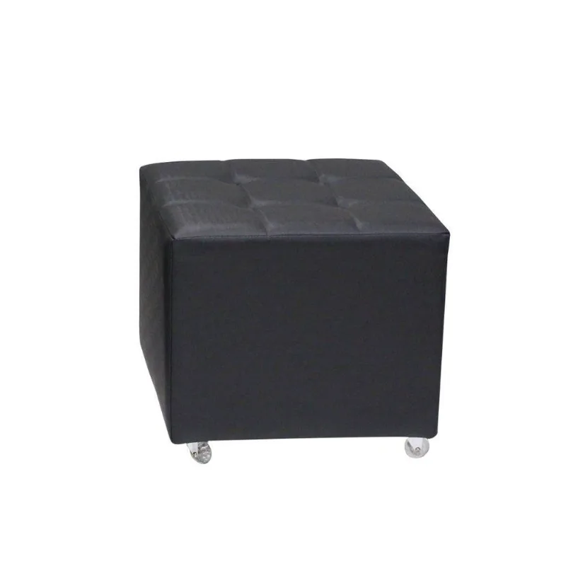 PU Sintéticoff Decorativo Lowa 50cm C/Rodízio PU Sintético Preto - Gran Belo