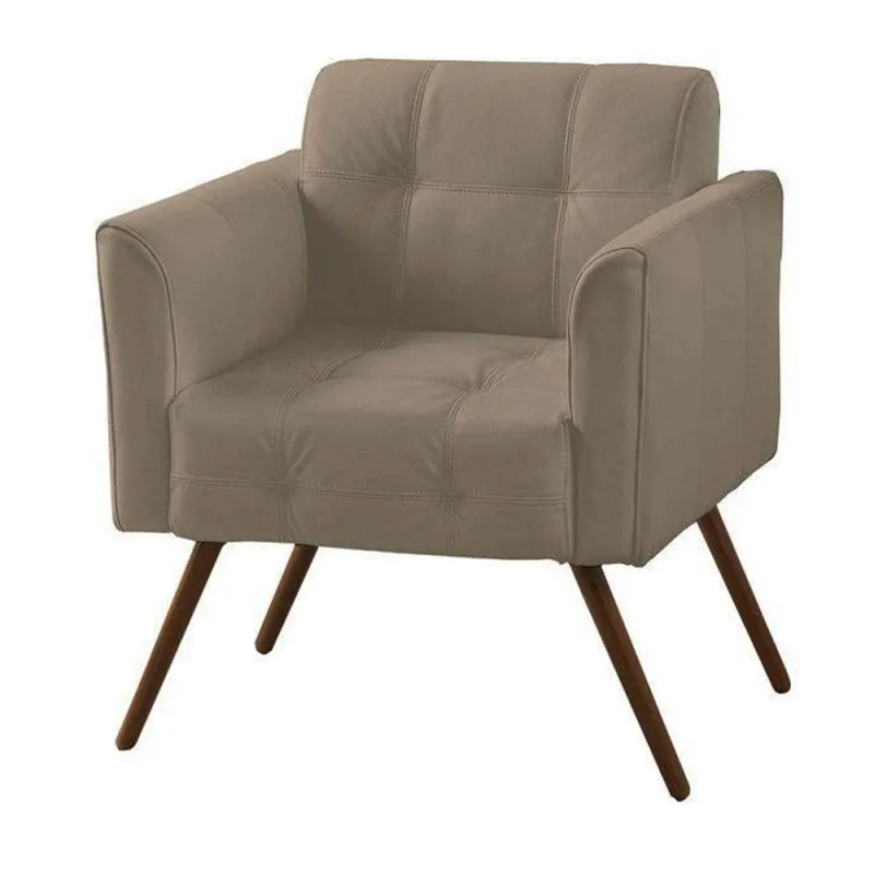 Poltrona Decorativa Bia Couro Bege 66 - Gran Belo