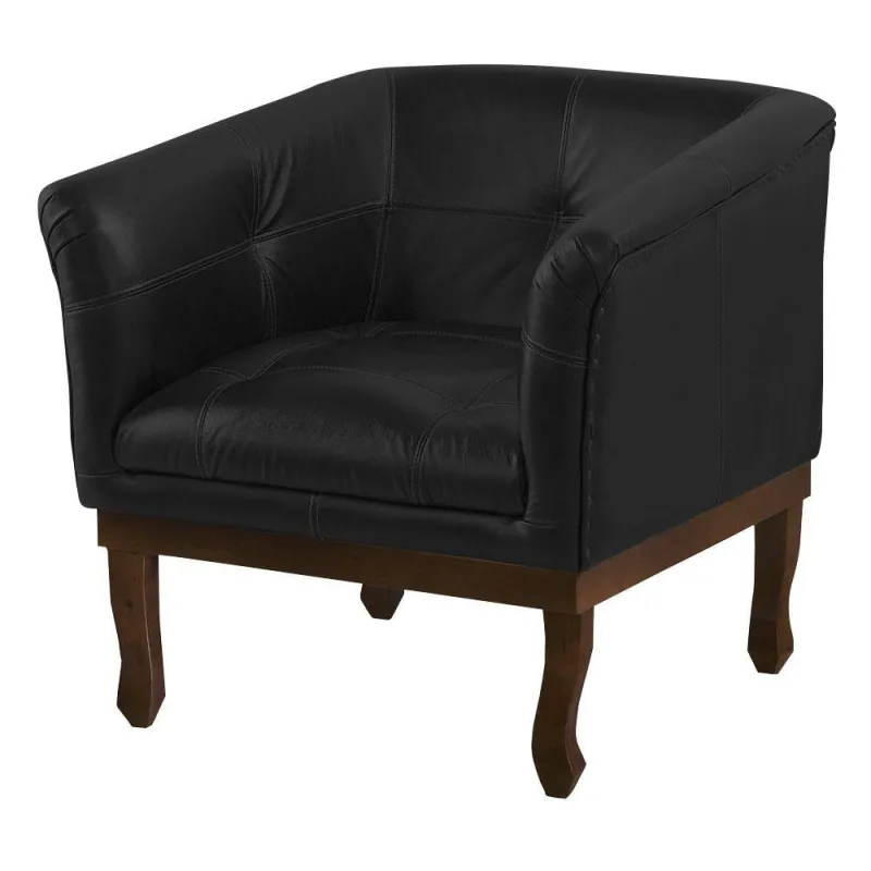 Poltrona Decorativa Noah Couro Preto Fosco - Gran Belo - Móveis