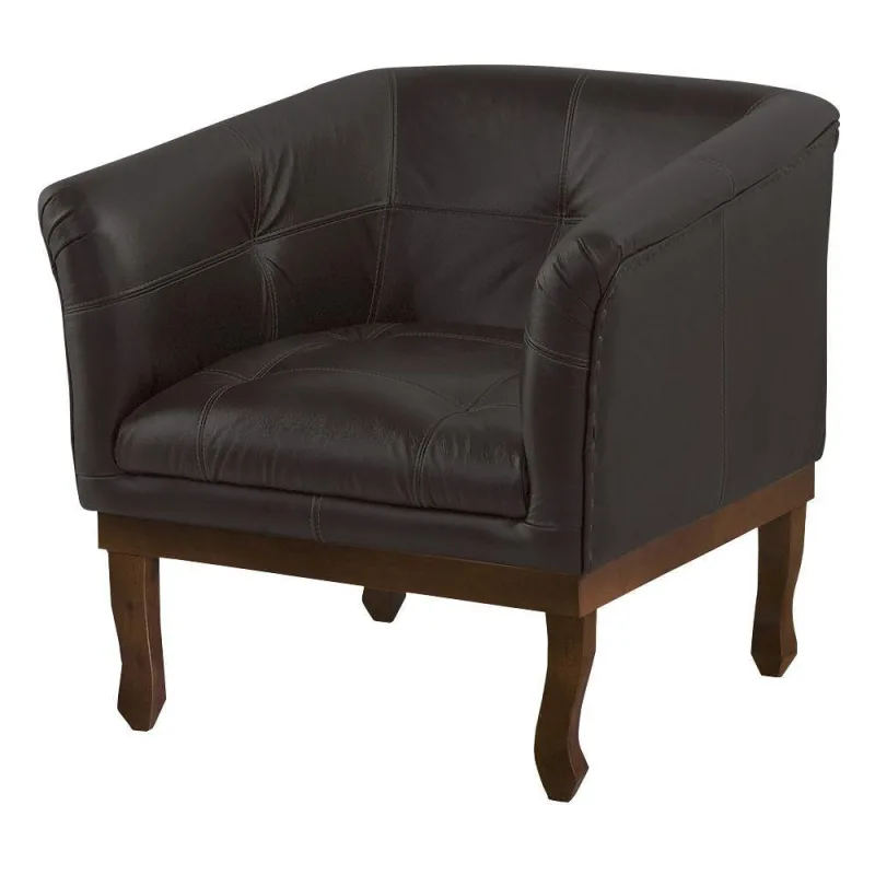 Poltrona Decorativa Noah Couro Marrom Fosco - Gran Belo
