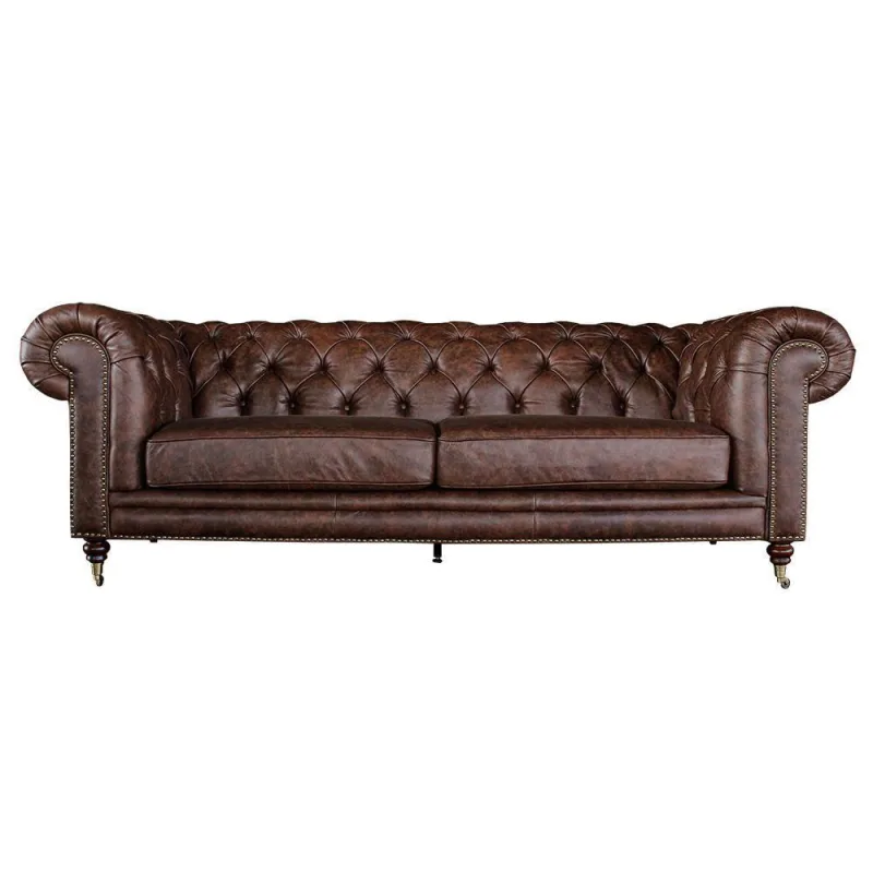 Sofá 3 Lugares Sala De Estar 235cm Chesterfield Duo Couro - Gran Belo