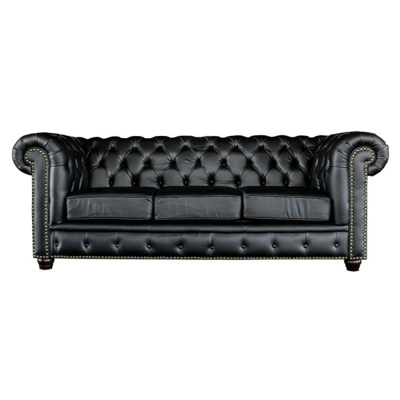 Sofá 3 Lugares Sala De Estar 235cm Chesterfield Pés Madeira - Gran Belo