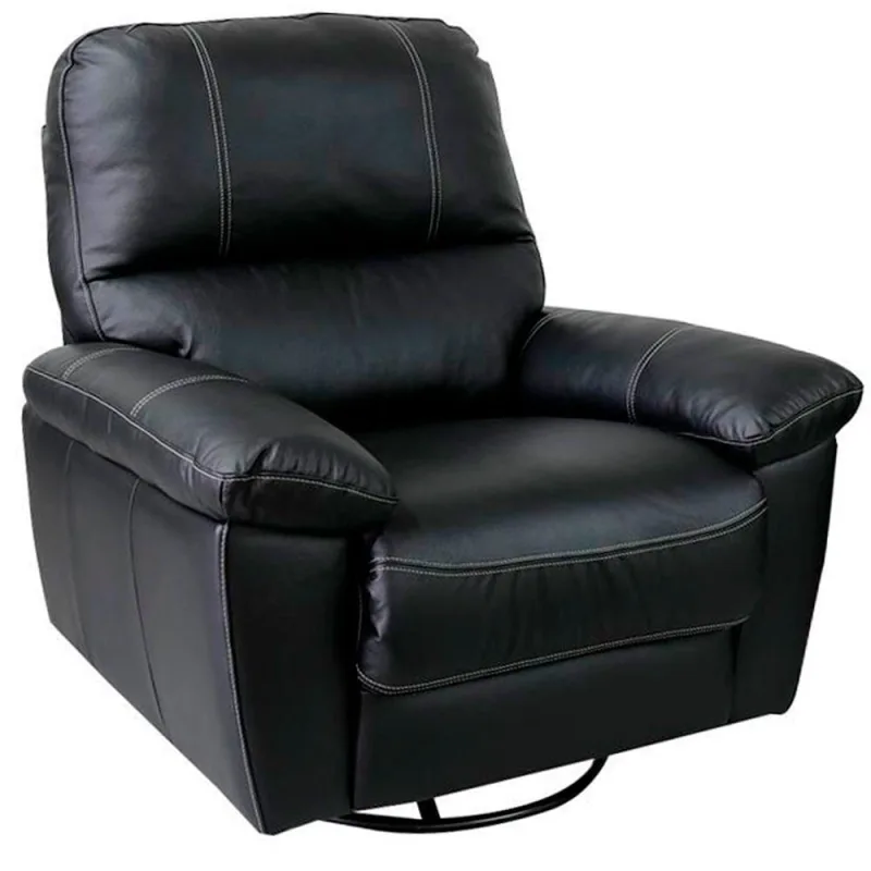 Poltrona Reclinável Giratória Glider Couro Preto - Gran Belo