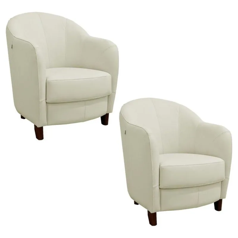 Kit 2 Poltronas Decorativas Sala de Estar Pés Madeira Kairós Couro Off White Gran Belo - Gran Belo