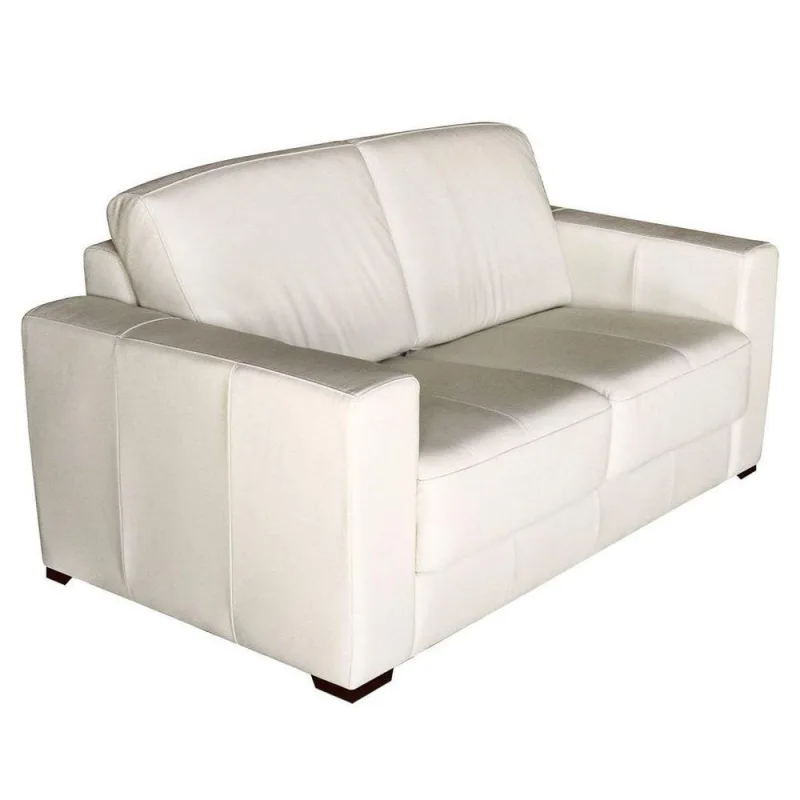 Sofá 2 Lugares Sala de Estar 155cm Estocolmo Couro Off White Gran Belo - Gran Belo - Móveis