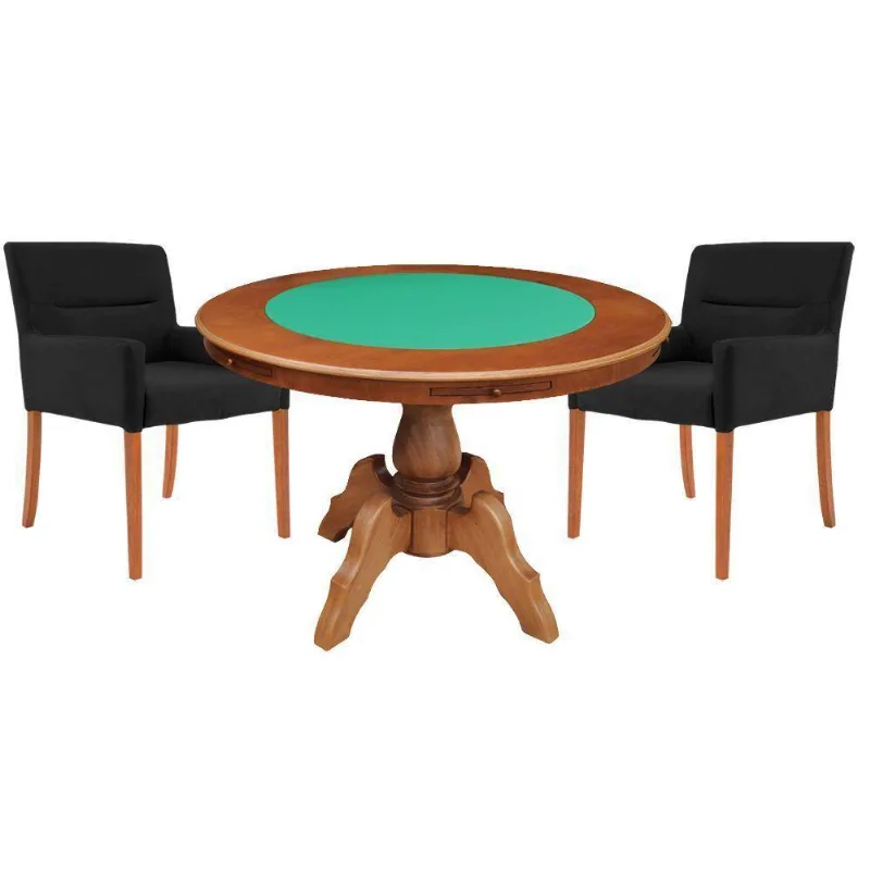 Mesa De Jogos Carteado Redonda Com 2 Cadeiras
