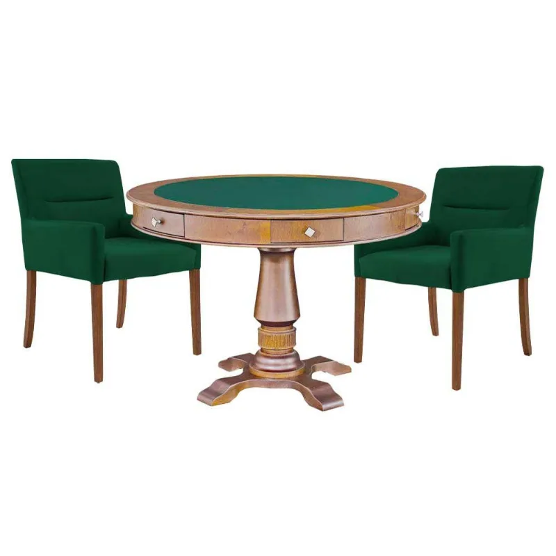 Mesa de Carteado Victoria Amêndoa 2 Cadeiras Verde Gran Belo