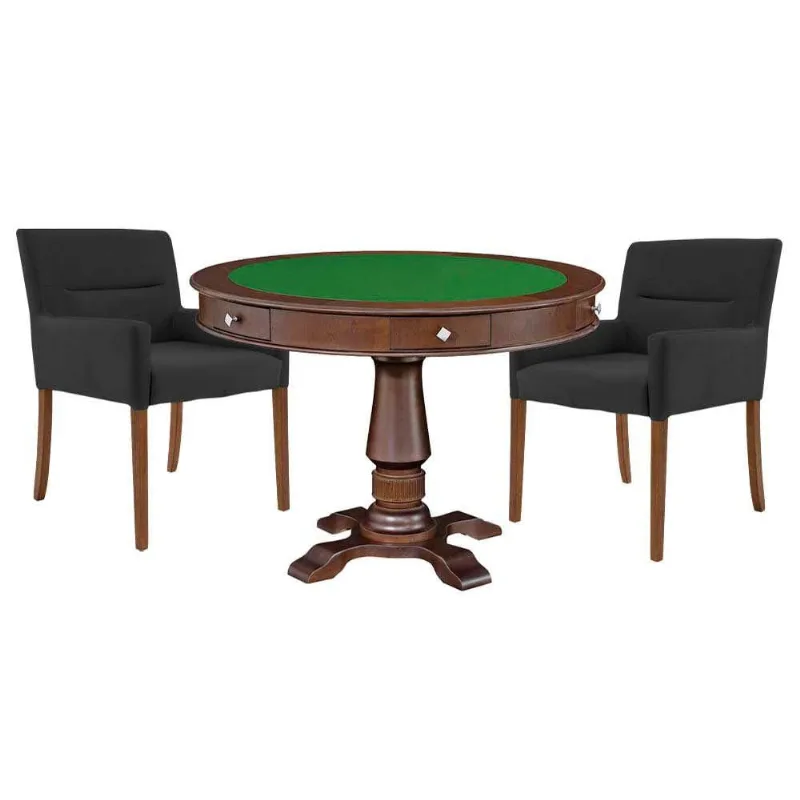 Mesa De Jogos Victoria Redonda Tampo Reversível 2 Cadeiras