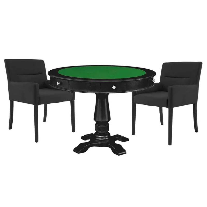 Mesa De Jogos Victoria Redonda Tampo Reversível 2 Cadeiras