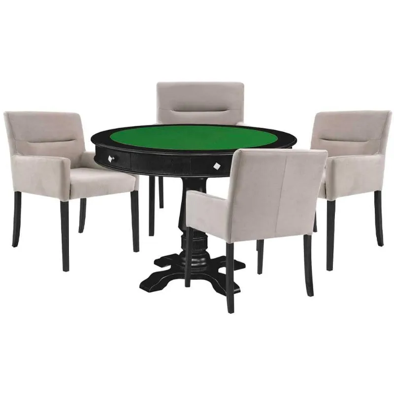 Mesa De Jogos Victoria Redonda Tampo Reversível 4 Cadeiras