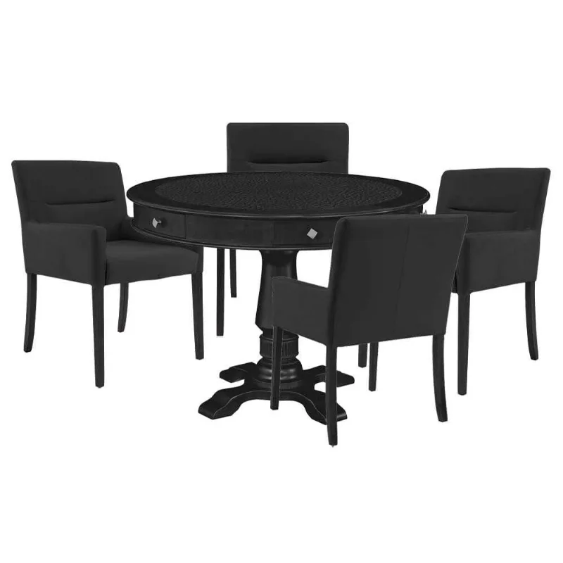 Mesa De Jogos Redonda Victoria Tampo Reversível + 4 Cadeiras