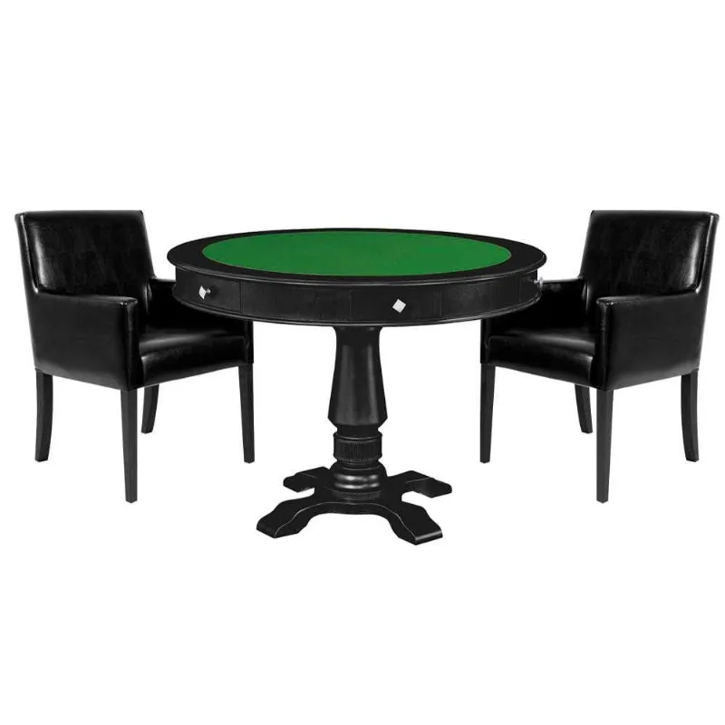 Mesa De Jogos Victoria Redonda Tampo Reversível 2 Cadeiras