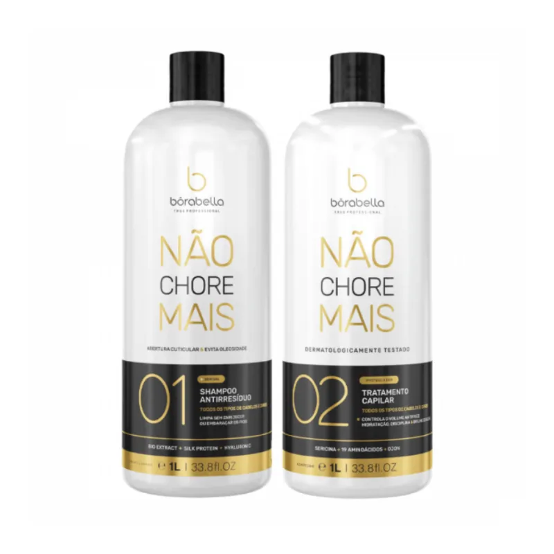 Kit Borabella Progressiva Não Chore Mais (2 Produtos) 1000ml Kit Borabella Shampoo Antirresíduo 1000g + Progressiva 1000g Não Chore Mais