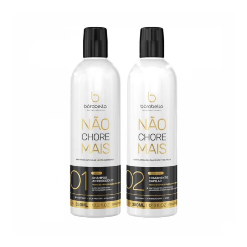 Kit Borabella Progressiva Não Chore Mais (2 Produtos) 350ml Kit Borabella Shampoo Antirresíduo 350ml + Progressiva 350ml Não Chore Mais