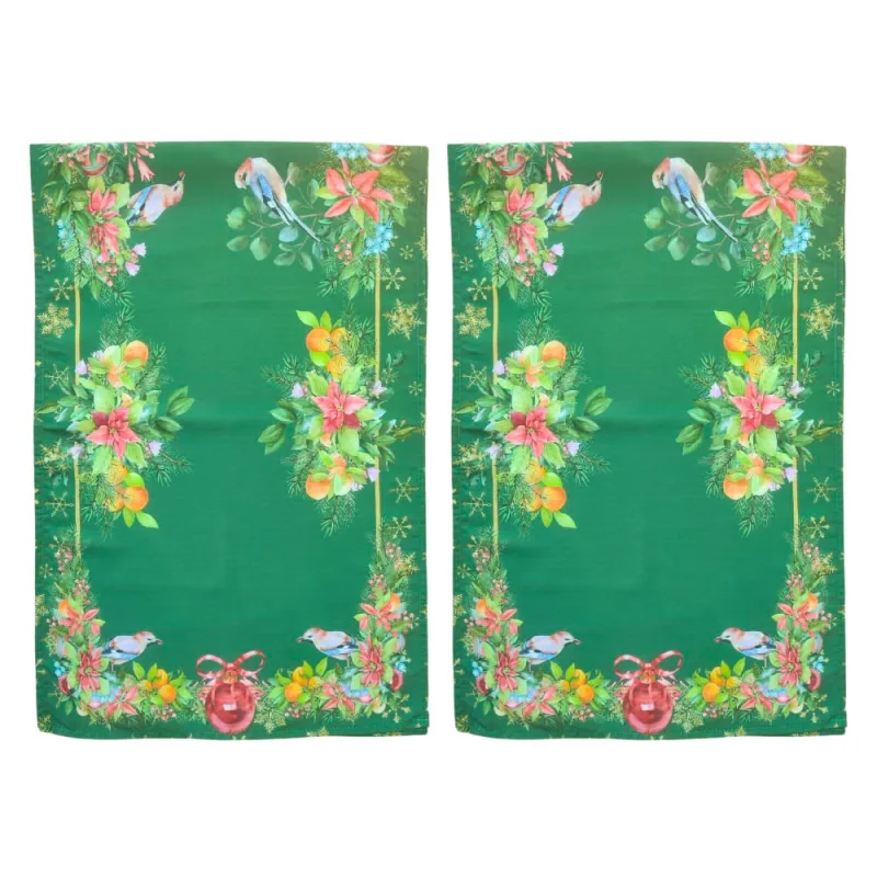 Jogo com 2 Caminhos de Mesa Natalinos 1,43x0,46cm Tecido Saldão - Não Disponível - Cama, Mesa E Banho