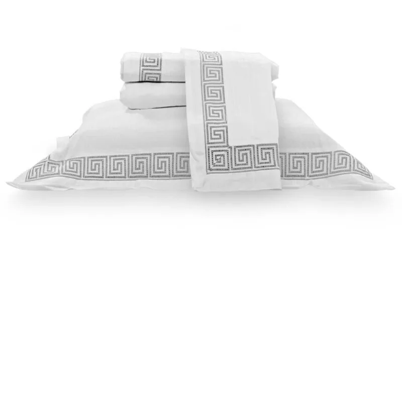 Jogo De Cama King 300 Fios Romana - Marken Fassi Branco/cinza