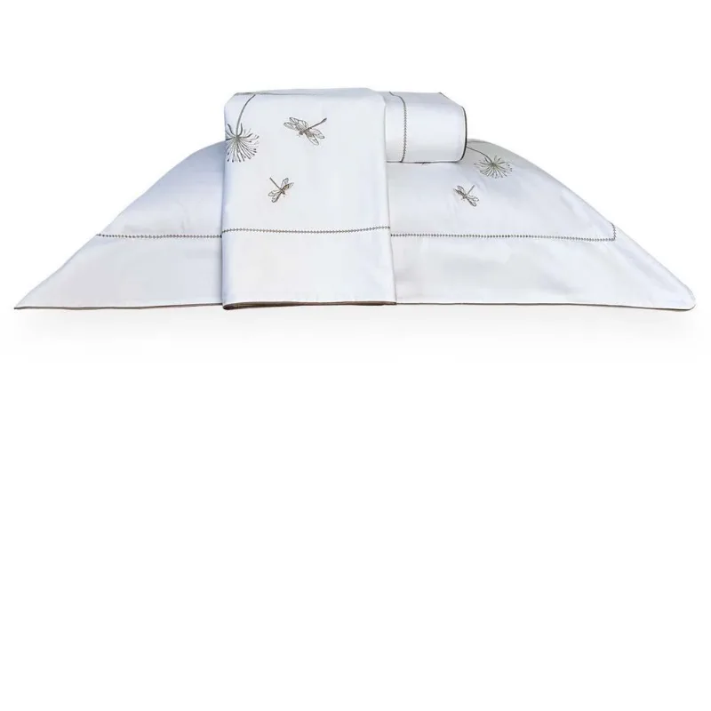 Jogo De Cama Casal 300 Fios Brise Marken Fassi Branco/Marrom