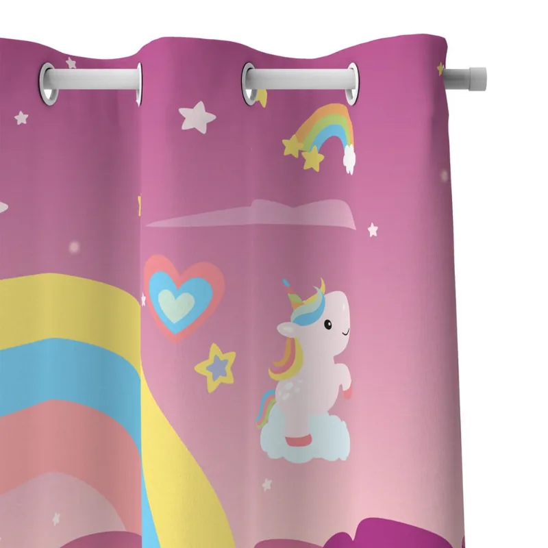Cortina para Quarto Infantil Unicornio 2,20m x 1,40m