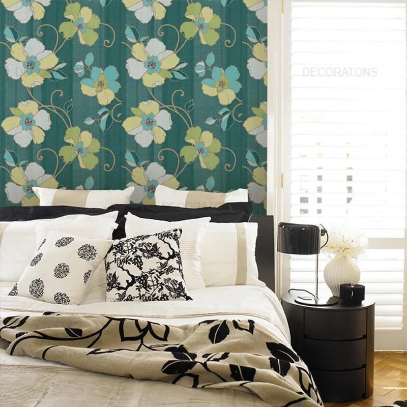 Papel De Parede Floral Moderno Verde 10mx57cm Pet25g