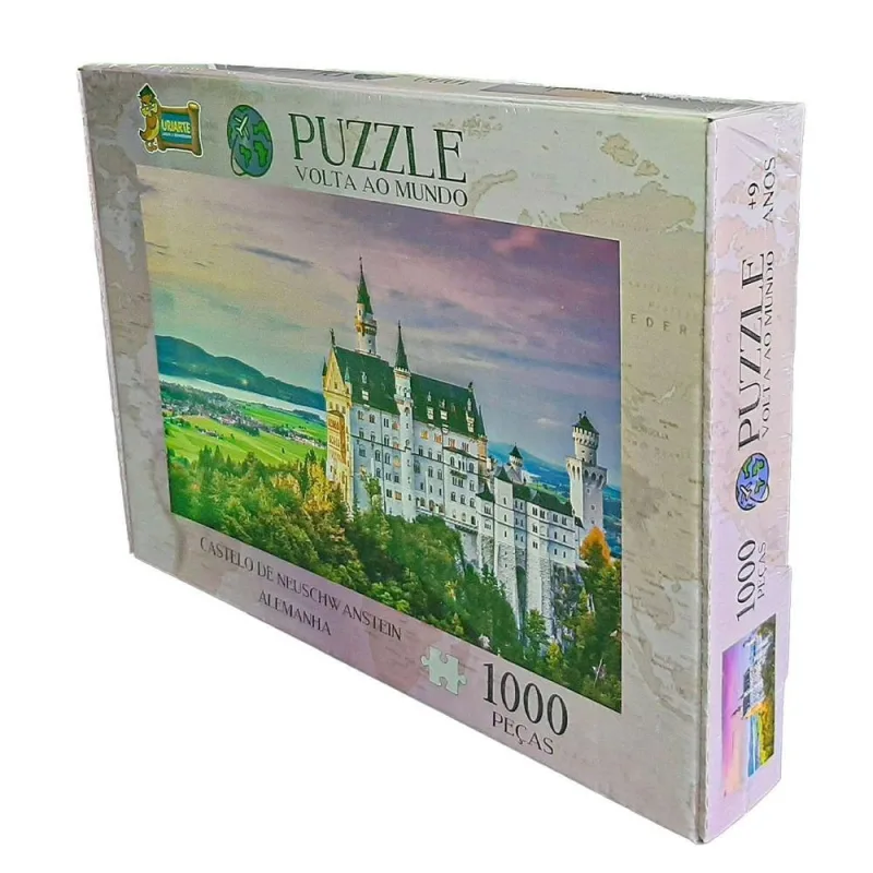 Quebra-cabeça Volta ao Mundo Alemanha Papel Cartão 1000 Peças Neuschwanstein Uriarte 70CM - URIARTE